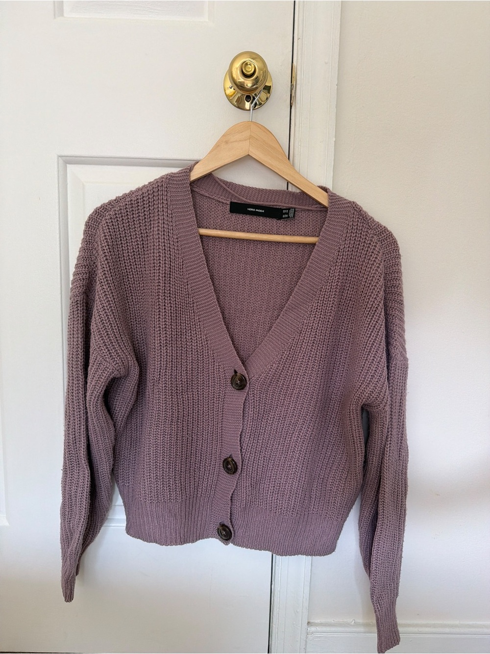 Vero Moda Dusty Mauve Button-Up Knit Cardigan